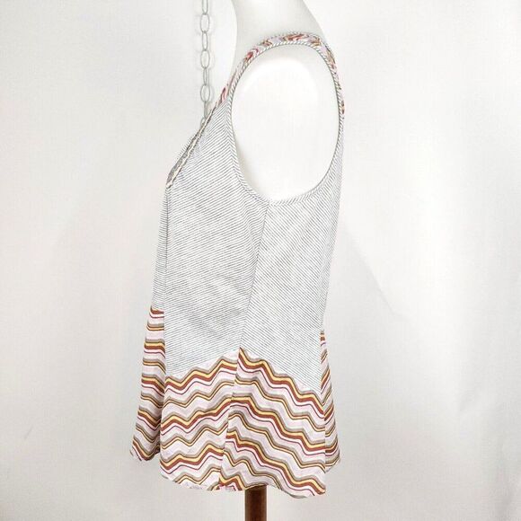 A Common Thread Silk Blend Striped Sequin Lace Metallic Gray Flowy Tank Top L - Picture 5 of 8